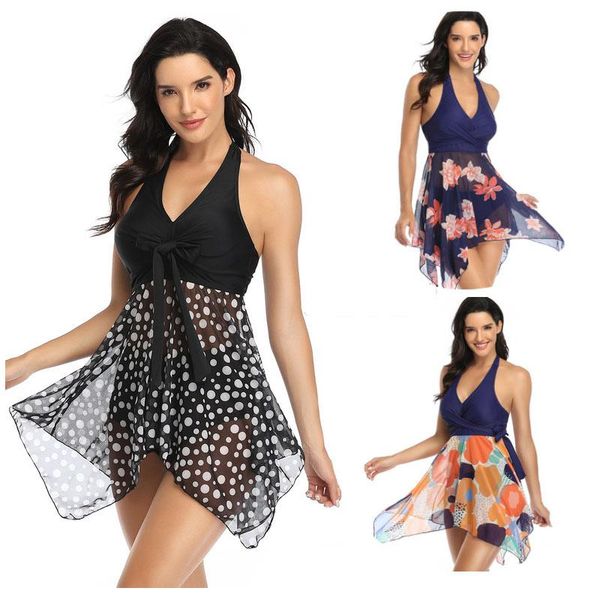 

pieces split swimsuit hollow out mesh skirt v-neck backless swimwear women bathing suit s-xxl bowknot beach wear one-piece suits