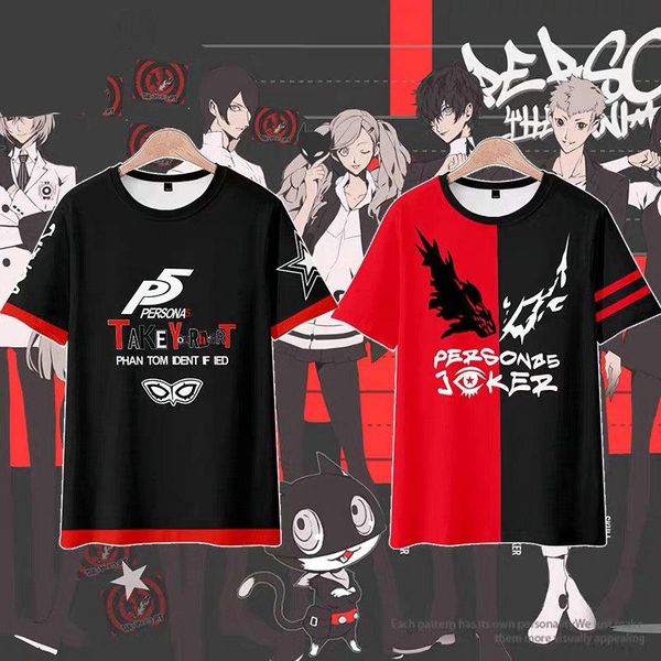 

men's t-shirts anime persona 5 3d printing t-shirt summer fashion round neck short sleeve japanese streetwear plus size, White;black