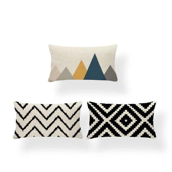 

cushion/decorative pillow rechteck kissen abdeckung geometrie nordic stil dekoration werfen abdeckungen zickzack 30x50 baumwolle