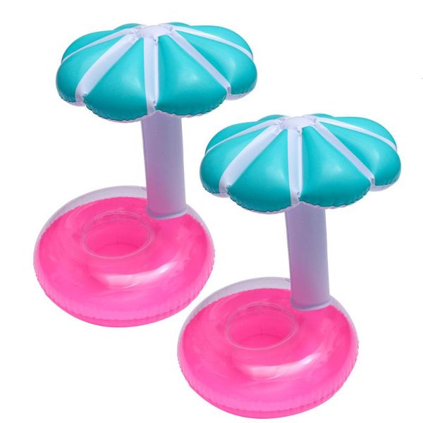 

2pcs inflatable drink holder pool floats cup holders with 1pc inflator mats & pads