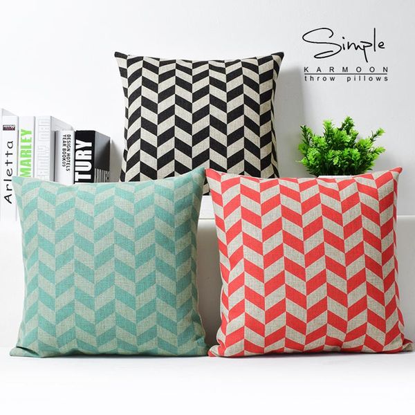 

nordic geometric pillow cover red green geometry cushion home decorative pillows linen case office sofa cushion/decorative