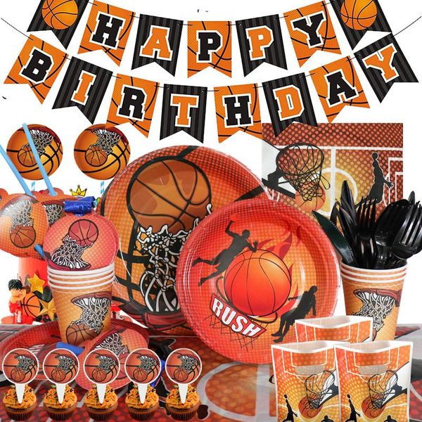 Dince per stoviglie usa e getta Basketball Happy Birthday Holiday Party Forniture per baby Show Paper Tarche