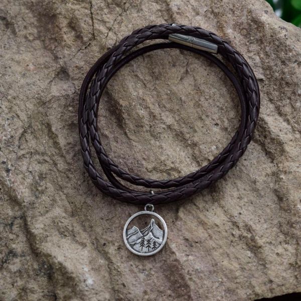 

sanlan camping jewelry outdoor gifts lovely pine tree bracelet under the mountain hiking link, chain, Black