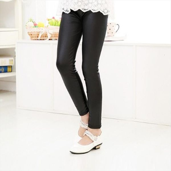 

grils leggings faux leather slim children baby kids elasticity skinny pants, Blue
