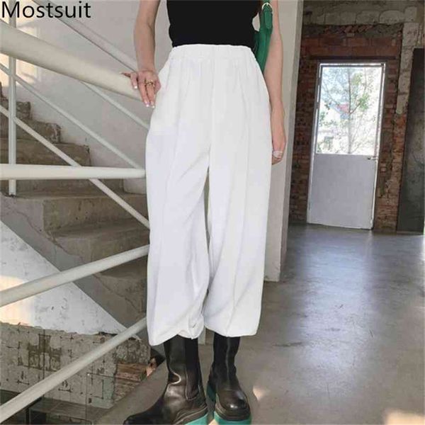 

high elastic waist jogger pants trousers korean casual fashion solid sweatpants spring loose streetwear women 210513, Black;white