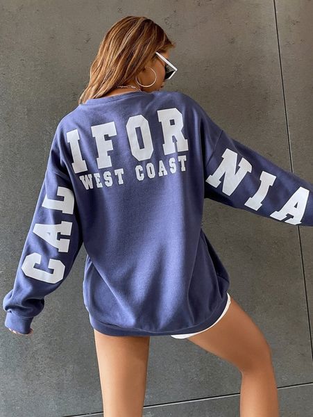 

letter print drop shoulder sweatshirt j3zp#, White;black