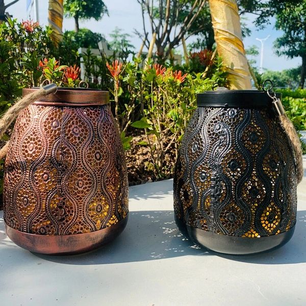 

outdoor solar light garden decoration lamp landscape waterproof lantern hanging - copper