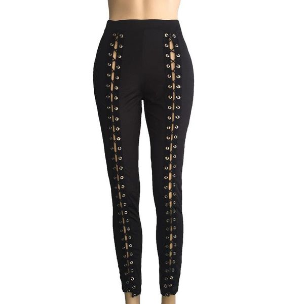 

women's leggings a style of eyelet bandage for slim underwear, Black