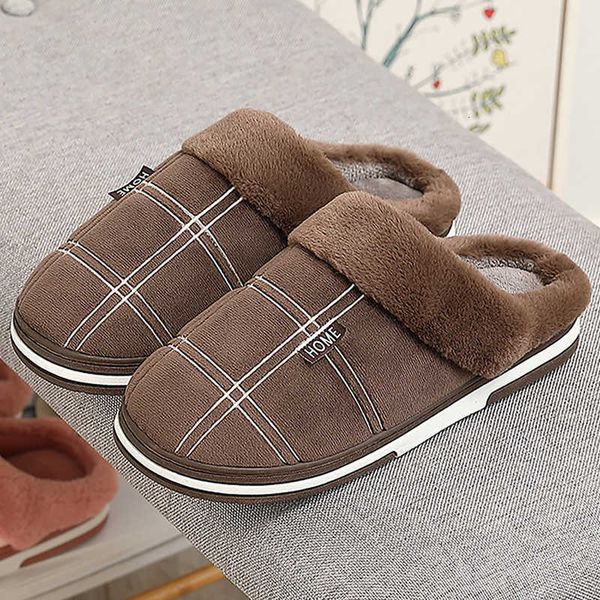 

slippers winter men slippers non slip keep warm house shoes for male soft velvet home mens memory foam sturdy sole qhd5, Black