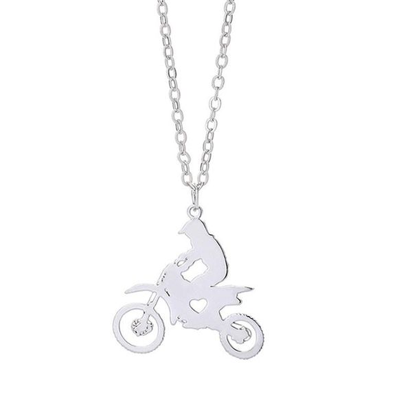 

wholesale trendy motorcycle race necklace racing driver stainless steel heart pendant fashion jewellery gift necklaces, Silver