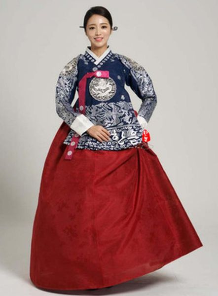 

ethnic clothing womens hanbok embroidery dress korean traditional dance long sleeve costume tailored, Red