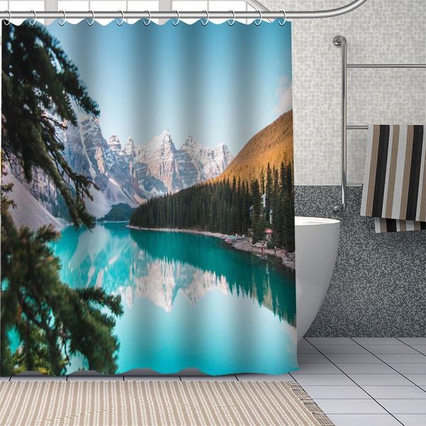

shower curtains landscape waterproof fabric cloth bathroom decoration supply washable bath room curtain douche with 12 hooks