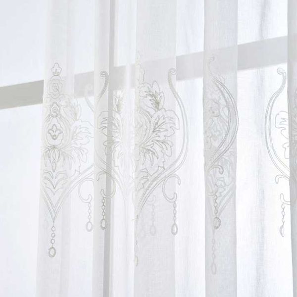 

curtain & drapes european style embroidered linen white curtains