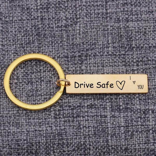 

keychains drive safe i love you engraved key tag gifts for couple husband wife keychain lover keyring bag charm send to boyfriend, Silver