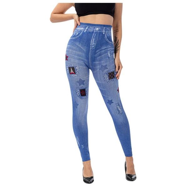 

women's pants & capris pencil trousers 2021 women ladies slim imitation cowboy leggings female high elasticity #0827, Black;white
