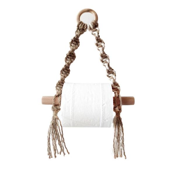 

toilet paper holders bathroom holder organizer punch towel rack vintage hanging rope tapestry macrame hand-woven home decoration