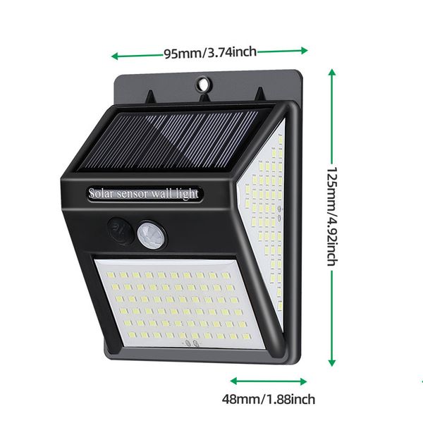 228 144 Lampada solare da esterno a luce solare a LED con sensore di movimento Faretti a luce solare a energia solare per la decorazione del giardino Lampade da parete impermeabili