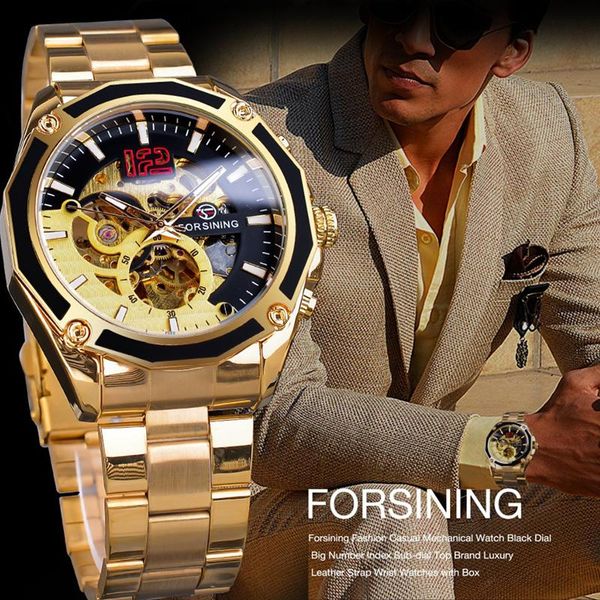 

wristwatches forsining fashion casual men's watches mechanical hollow alloy band watch, Slivery;brown