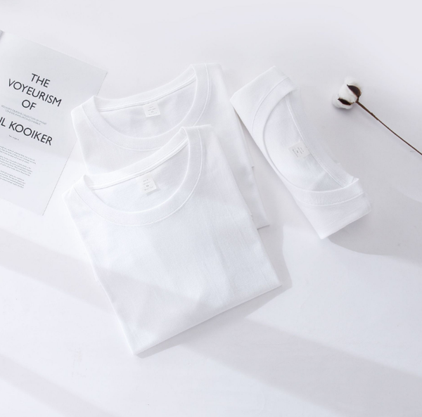 

men's polos solid color heavy t-shirt 280g pure cotton seamless round neck short-sleeved custom compassionate, White;black