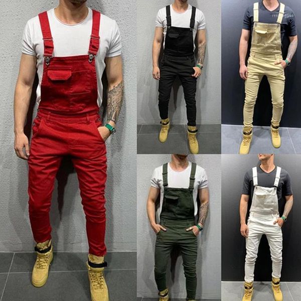 

men's jeans gaoke uk mens fashion denim dungaree bib overalls jumpsuits moto biker pants trousers 2021 1, Blue