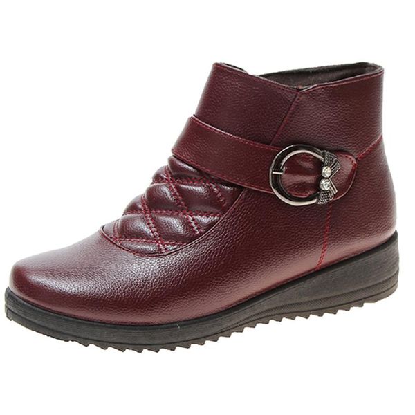 

boots women snow flat slip on winter plus size platform ladies warm shoes leather women's suede ankle female 93, Black