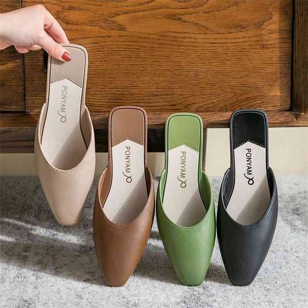

summer elegant women mules pvc jelly shoes solid ladies slippers outdoor square heel pointed toe casual fashion female concise 210619, Black