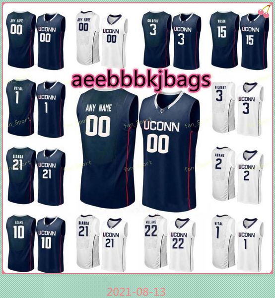 

ncaa college uconn huskies basketball jersey eric cobb 1 christian vital 10 bird brendan adams 11 boatright custom stitched, Black