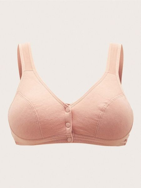 

plus button front bralette e48w#, Black;white