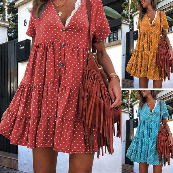 

short sleeve v-neck printed polka dot dress shirt for women, Black