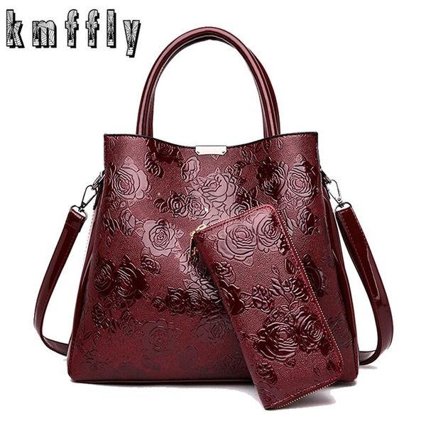 

2-piece set luxury handbags women bag designer fashion print pu leather brand lady shoulder messenger bags with wallet