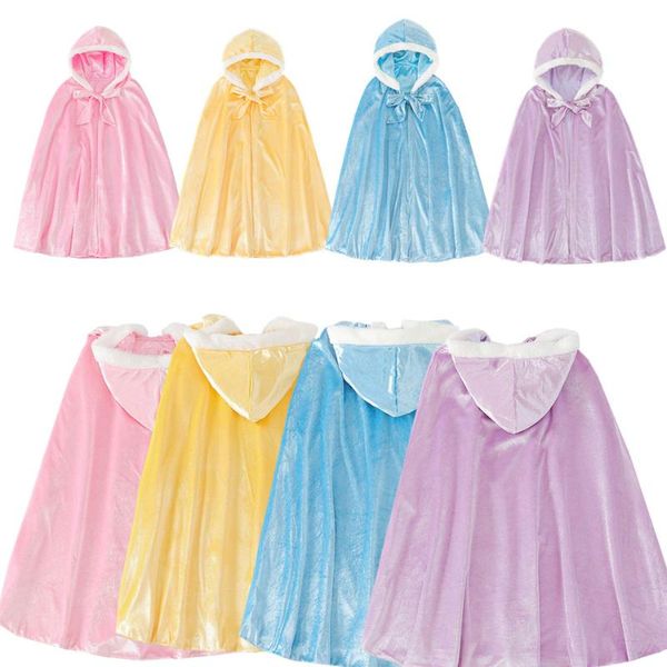 

jackets 4-12 years old children's warm hooded cloak spring 2021 girls long halloween winter jacket, Blue;gray