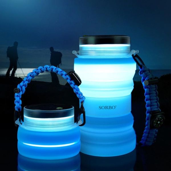 

water bottle 2021 summer sports outdoor beach sorbo solar charging lighting 500ml cup with multifunction braided rope