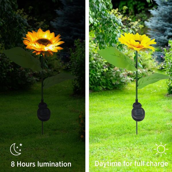 

lawn lamps garden solar stake lights - 2 packs led sunflower lamp waterproof decorative ornaments for outdoor pathway patio yard