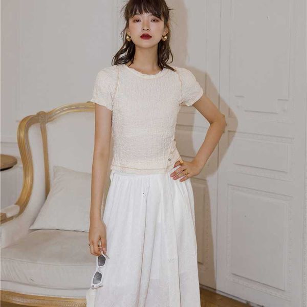 

women's t-shirt ruched women tshirt summer short sleeve t stitch tight tee femme trendy clothes 8pe0, White