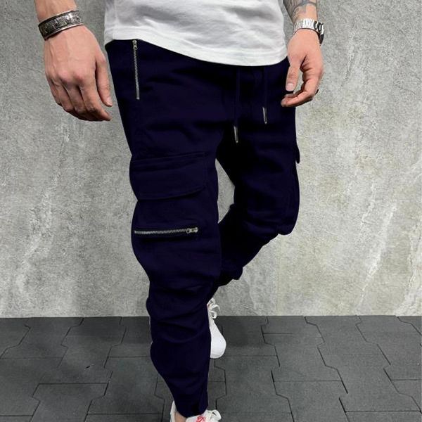 

spring and autumn men pants cargo fashion casual loose zipper tie men's, Black