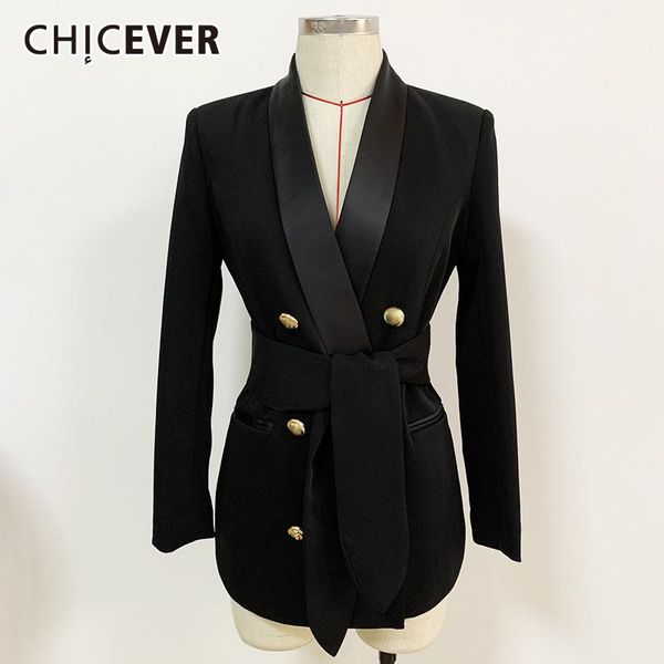

women's suits & blazers chicever casual for women buttons plus size v neck long sleeve pockets loose coats female 2021 fashion autumn s, White;black