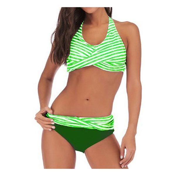 

women's swimwear 2021 female women biquini tankini split swimsuit striped print beach bikini set striae wholesale, White;black