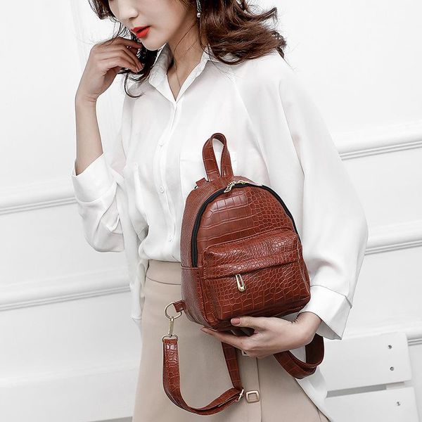 

outdoor bags backpack 2021 korean fashion crocodile student school for teenage girls