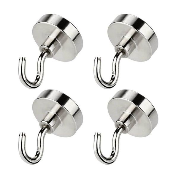 

heavy duty magnetic hook, strong neodymium magnets hook for home, kitchen, workplace,etc ,d16mm hold up to 80pounds, pack of 4 hooks & rails