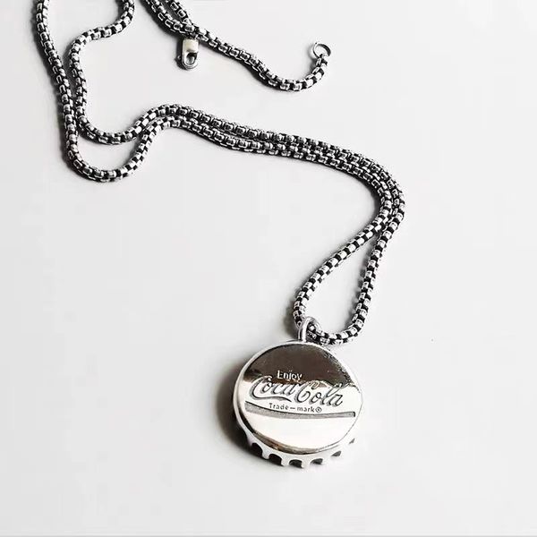 

personalized fashion cola bottle cap sterling silver pendant necklace men and women couple birthday gift jewelry with box