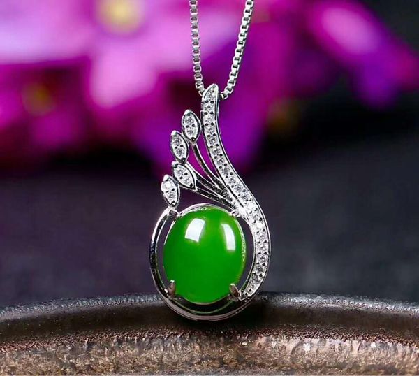 

lockets hetian biyu silver inlay pendant release immediate batch h14#