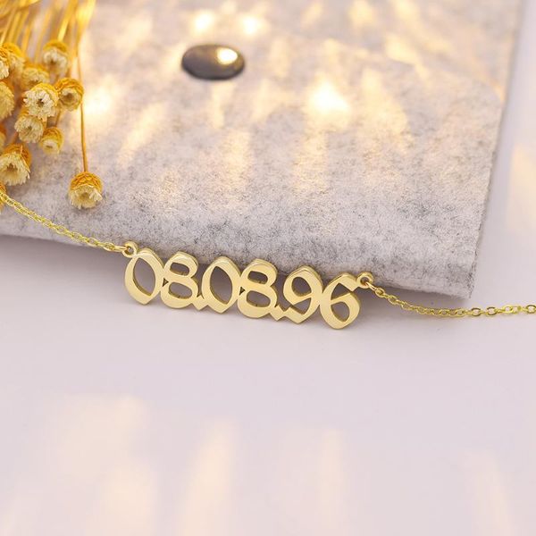 

chains customized birth date necklace year month day number wholesale, Silver
