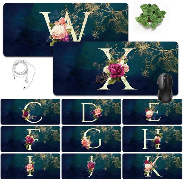 

mouse pads & wrist rests big pu leather office computer keyboard mouse-pad smooth game lappad printed initials name letter large desk ma