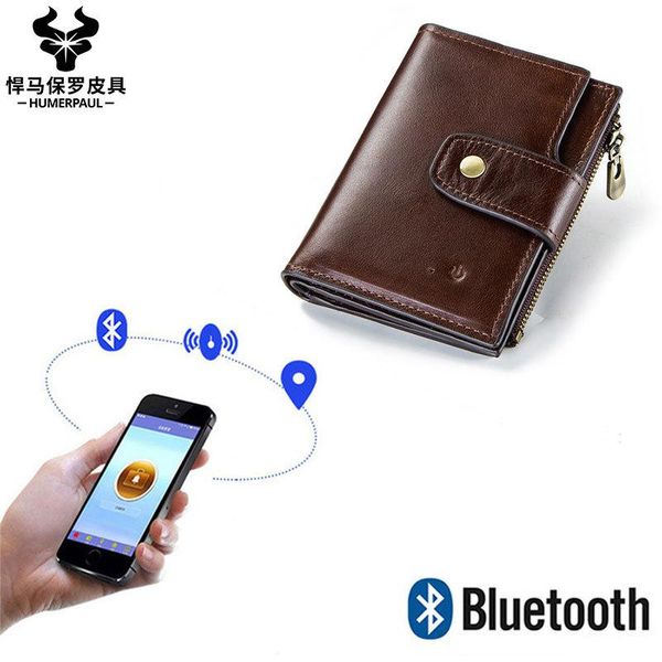 

high end men's wallet rfid leather intelligent bluetooth anti loss and theft multi-functional zero mobile phone bag wallets, Red;black
