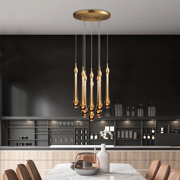 

pendant lamps light luxury bedroom bedside modern minimalist living room dining bar table lamp creative art water drop chandelier