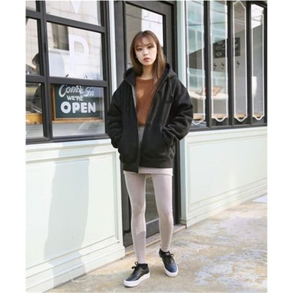 

women's hoodies & sweatshirts 2021 autumn clothing large size loose hooded in the long section plus velvet thick sweatshirt coat g10, Black