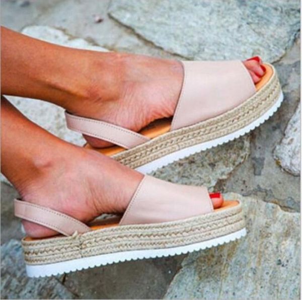 

women sandals summer wedge fish mouth gladiator open toe platform shoes female casual ladies plus size 43, Black
