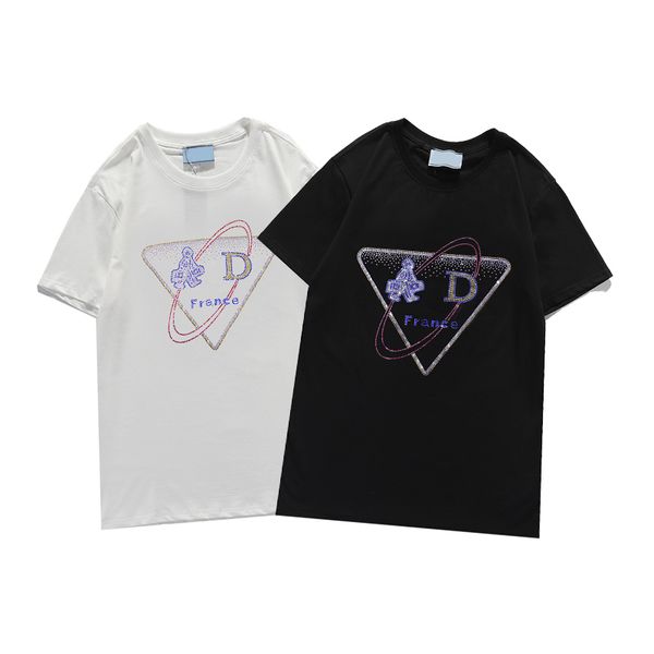 

mens t shirts women summer tshirt letter sequins pattern luxurys designers t shirt men 2021 casual short sleeve t-shirt 210510v, White;black