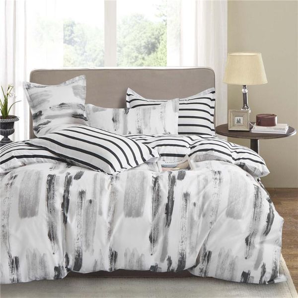 

bedding sets zeimon home textiles stripe oil painting duvet cover pillowcase boy girls double-side print single twin quilt