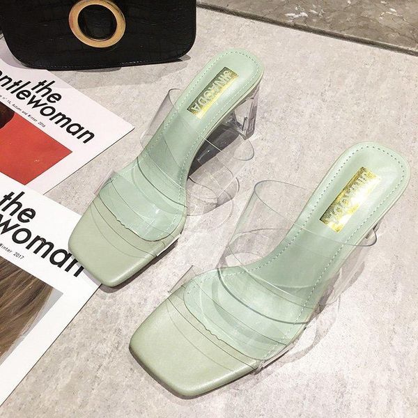

dress shoes llogai transparent high heels women sandals summer woman clear pumps wedding jelly buty damskie slippers, Black